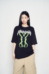 25SS NEON ALIEN RABBIT SHORT SLEEVE T-SHIRT BLACK