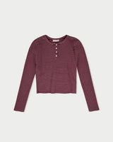 Stripe button t-shirt_wine