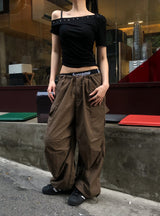 string low-rise cargo pants