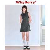 Why Berry 24SS "Star Duo" マイクロAドレスイレギュラーボウブラックドレスフィーメール