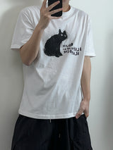 ドローイングキャットハーフTシャツ