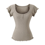 Evania Button Slim T-shirt
