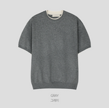LMN Central Layered Semi-Crop Short-Sleeve Knit (5 colors)
