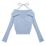Strap one-shoulder sweater