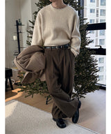 [Unisex] ステッチラウンドネックニット(3color)
