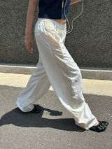 Contrast nylon wide pants(2color)
