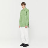 Oversized Fake leather shirt Green