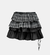Velvet Checkered Layered Skirt