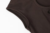 Ribbon hole top - brown