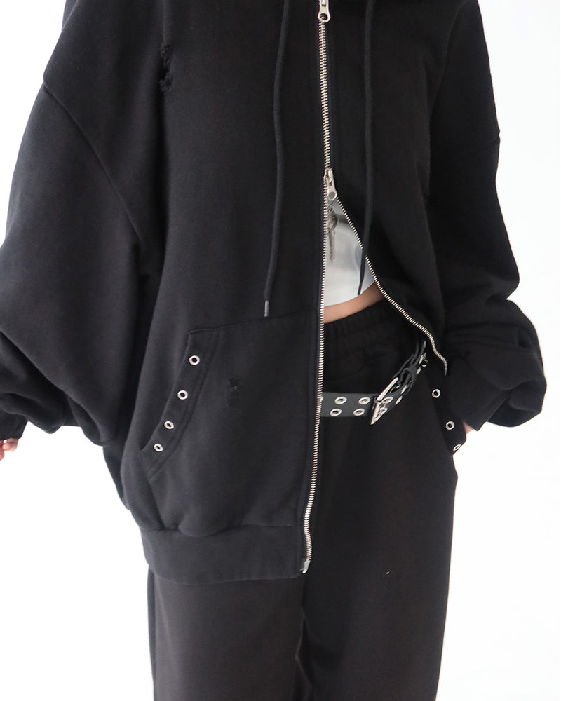 Punching eyelet string wide pants