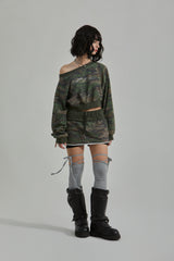 CAMO ONE SHOULDER T-SHIRT
