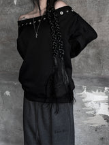 city eyelet off-shoulder mtm (fleece-lined / 4color)