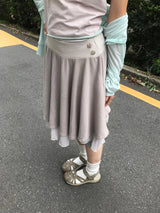 マイル ボタン レイヤード スカート