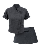 Cell Button Jacket and Skirt Set