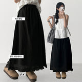 Pure Stripe Linen Banding Long Skirt