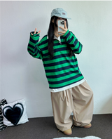 キュートカラーペティット👚ストライプロングスリーブTシャツ🎀❤💚3カラー