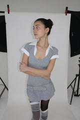 STUDY WASIT BELT DRESS [GRAY]