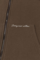 Fluffy Zip-Up Hoodie (Brown)