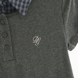 Check collar layered polo shirt 231330477