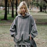 VINTAGE PIGMENT WASHING HOODED T-SHIRT GRAY