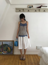Fiumi Frill Shirring Midi Banding Skirt