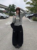 I Love ストライプフードジップアップ