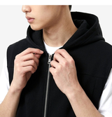 Crop Hooded Zip-up Vest Black