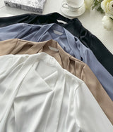 Elnon Drape Satin Tie Blouse