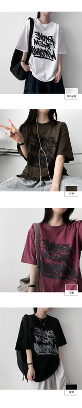 ループオーバーサイズフィットショートスリーブTシャツ