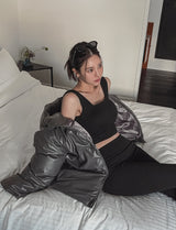 Touk glossy puffer hood padding