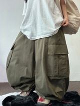 LOOSE CARGO BANDING BALLOON PARACHUTE BALLOON COTTON PANTS 💚🐣🖤 - 3 COLORS