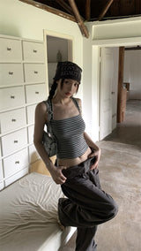 Bold Shoulder Stripe Sleeveless T-shirt