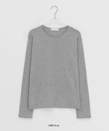 Achu ブラッシュド ベーシック ラウンド ロングスリーブ Tシャツ