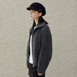 VA Stud Wool Combo Newsboy Cap / Black