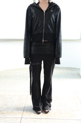 [ID] Layered Leather Bootcut Pants (Black)