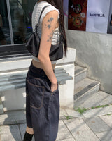 Raw bermuda pants