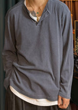 Pigment Henley Neck Long Sleeve 3COLOR