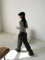Haas Rivet Pintuck Cotton Wide Pants