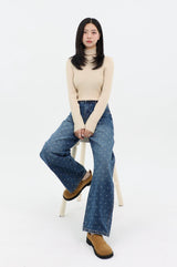 RIBBON-DYED CURVED FIT DENIM_BLUE code 26015