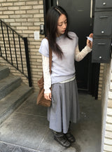 Rahini Layered Half-Neck Cap Short Sleeve Knit