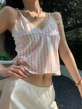 Mini heart V-neck sleeveless tee