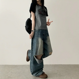 Rocklet color raglan short-sleeve t-shirt
