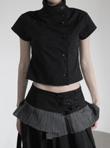 Mode Half-Neck Trench Blouse