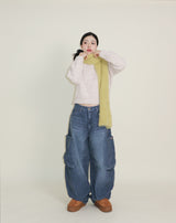 Square pocket balloon fit corduroy pants