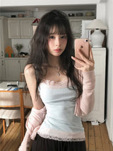 [MADE] Heart-Drop Lace & Cubic Heart Camisole