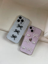 パールリボンバレエコアグリッタースマホケース
