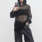 (Unisex) Baren シースルーフーディドTシャツ