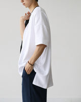 KP DEEP SLIT HALF TEE WH