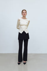 CUT OUT WRAP KNIT TOP - IVORY