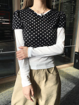 Holly Dot Fleece Layered Short Sleeve T-Shirt (2c)